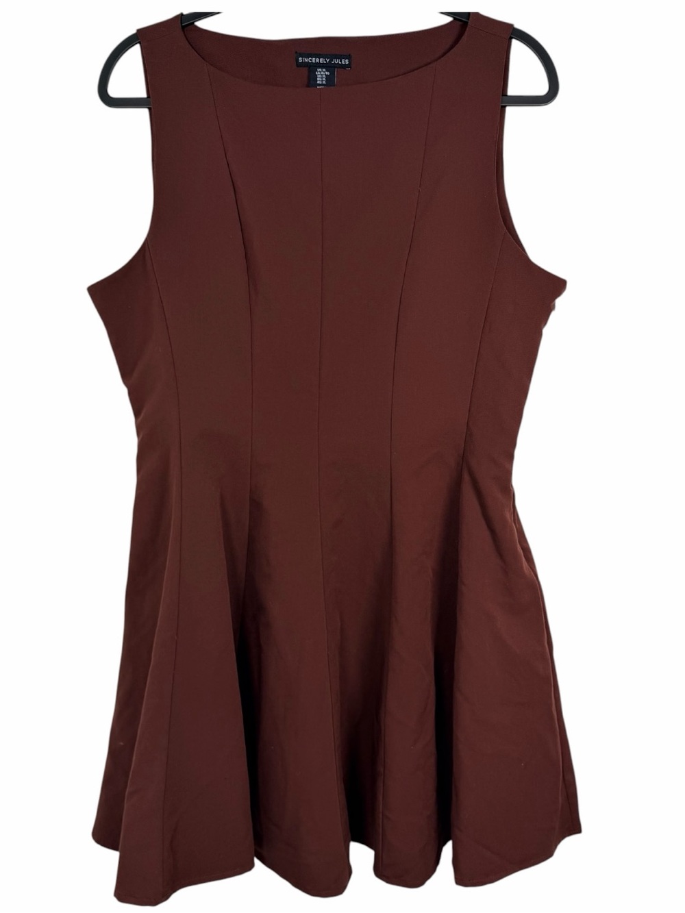 Sincerely Jules Brown Fit and Flare Sleeveless Mini Dress Skater Size XL - Picture 2 of 9